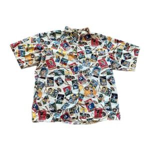 Vintage Reyn Spooner Hawaiian‎ Shirt Mens XL Sports Theme Americana Cotton 90s